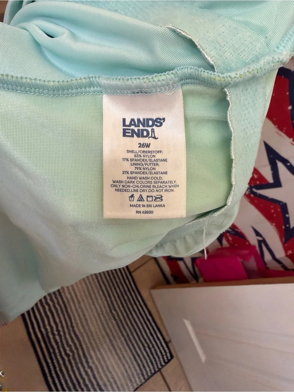 Lands' End Two-Tone Aqua and Lime one piece swim suit